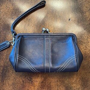 Coach Black Leather Wristlet Clutch